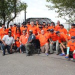Volunteers in front of Willow Lake gate