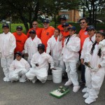 Local 79 volunteers get ready to paint at Flushing Meadows Corona Park