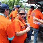 Volunteers taking a lunch break